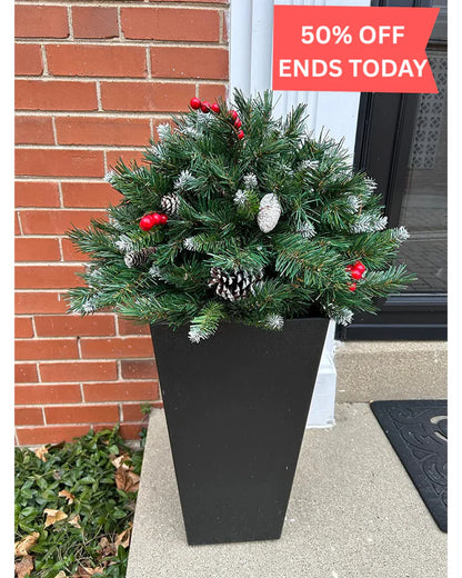 Pre-lit Artificial Christmas Tree Urn Filler ,Weatherproof sparkle for entryways and patios