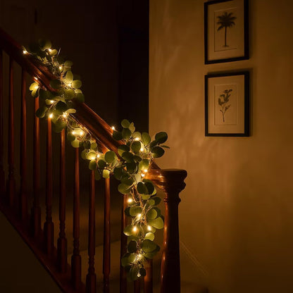 🌿Twinkling Tree Fairy Light Olive Vine🌿6FT 96 LED Fairy Lights Prelit - Battery Operated, Pre-lit Lighted Artificial Olive Garland with Timer for Christmas Fireplace Decorations (2pcs Pointed)