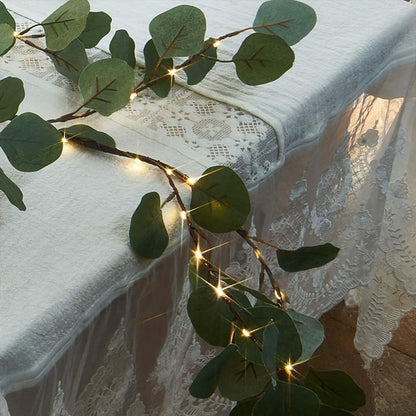 🌿Twinkling Tree Fairy Light Olive Vine🌿6FT 96 LED Fairy Lights Prelit - Battery Operated, Pre-lit Lighted Artificial Olive Garland with Timer for Christmas Fireplace Decorations (2pcs Pointed)