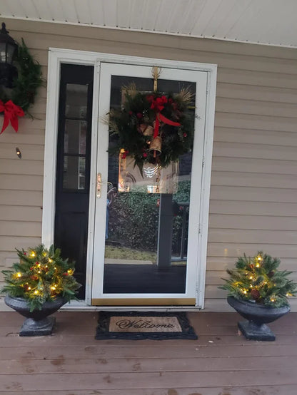 Pre-lit Artificial Christmas Tree Urn Filler ,Weatherproof sparkle for entryways and patios